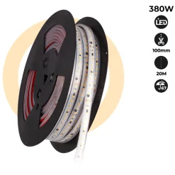 Tira LED 220V - 300W (2400xSMD2835) - 12mm - Apta exterior: IP67 - Rollo 20 metros