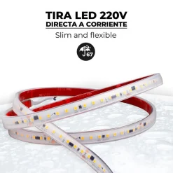Tira LED 220V 75W (600xSMD2835) 12mm IP67 Rollo 5 metros