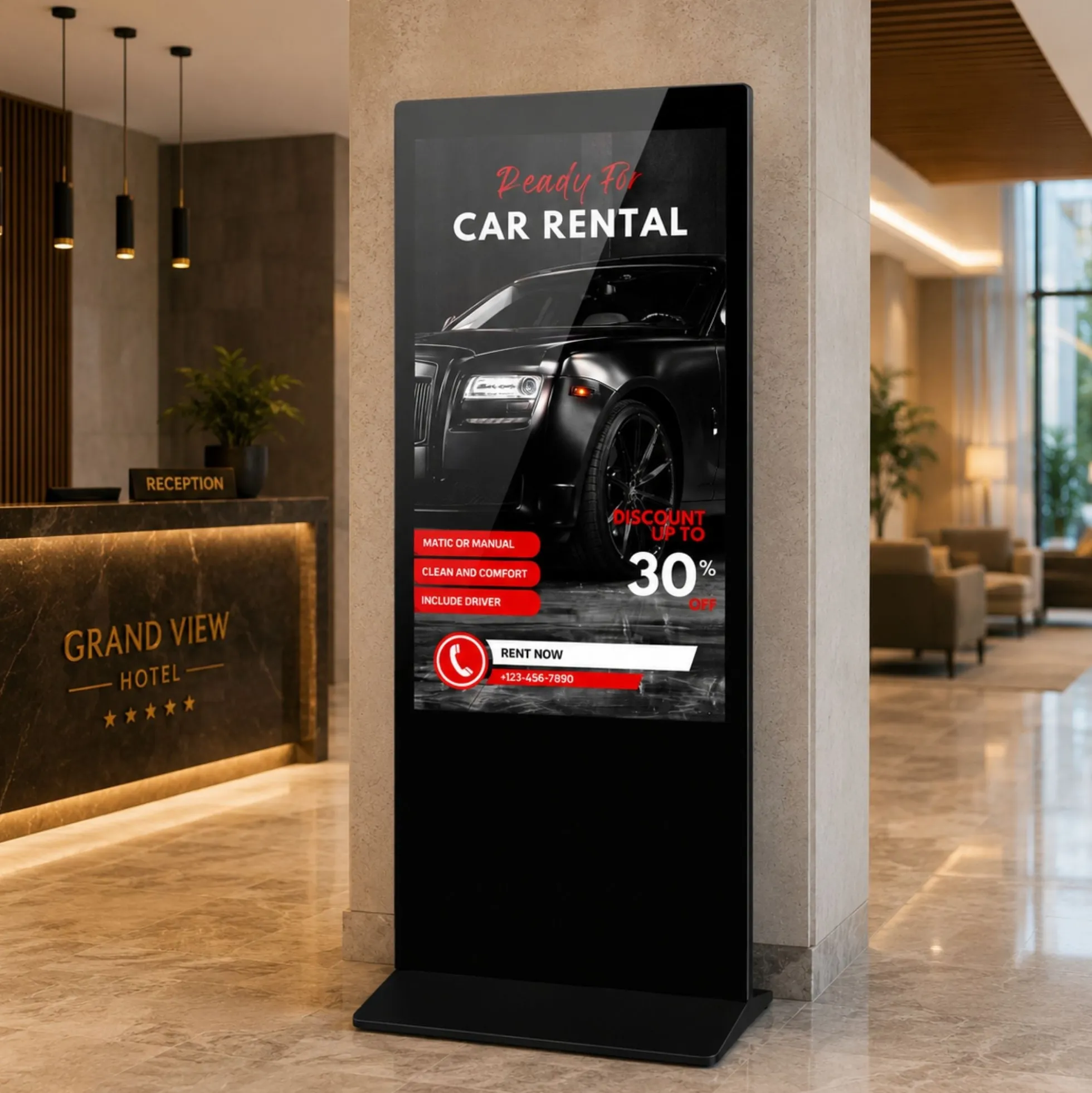 Tótem Publicitario Digital No Táctil 55" Full HD - Android 9 - Cartelería Vertical para Interior