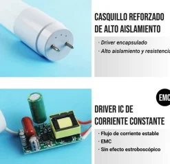 Tubo LED 120cm T8 - 18W - 140 lm/W - Cristal