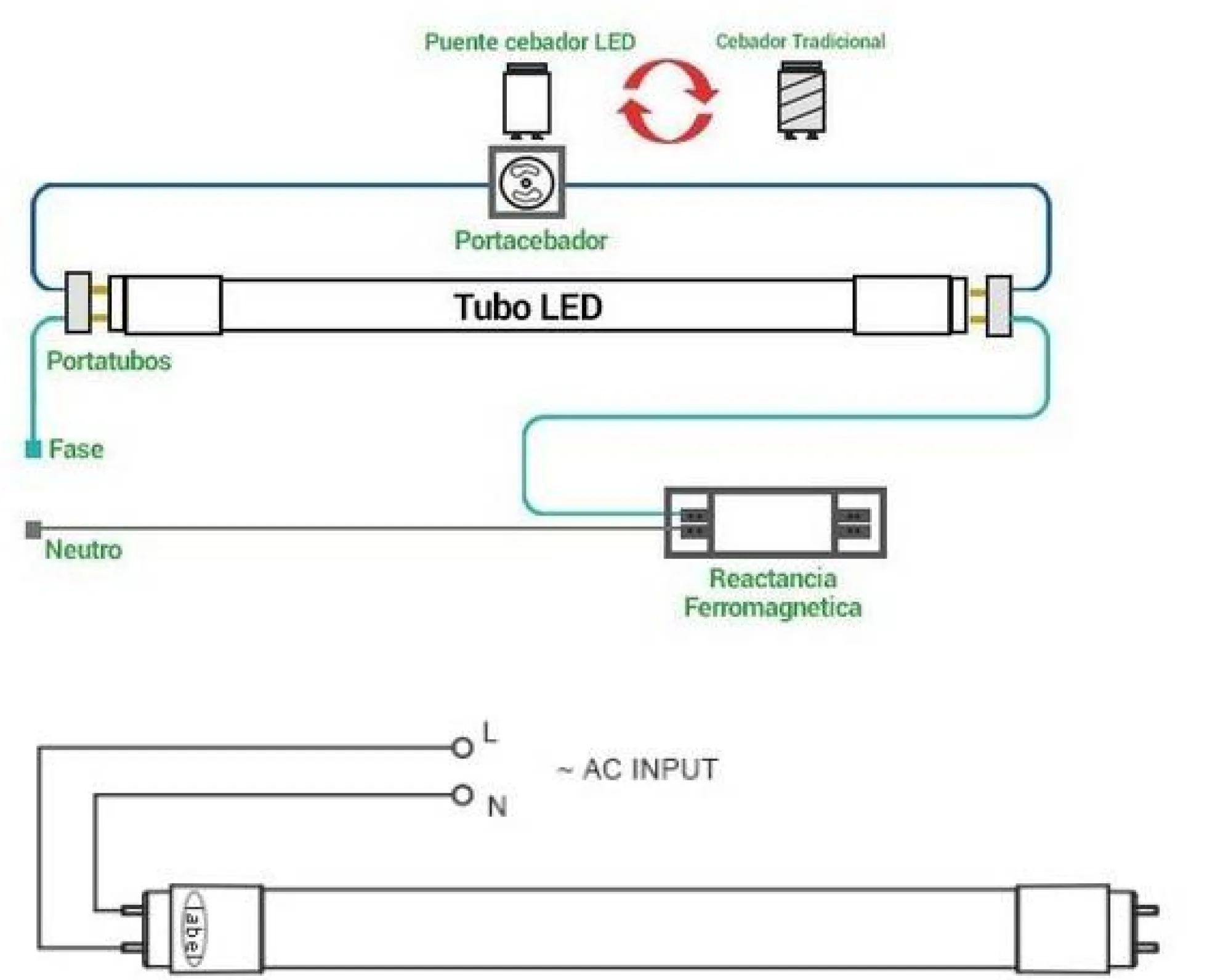 Tubo LED T8 60cm de colores - 9W