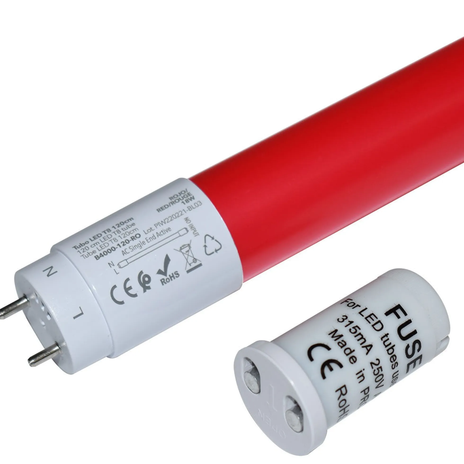 Tubo LED T8 120cm de colores -18 W