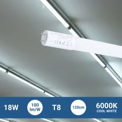 Tubo LED T8 con sensor de movimiento microondas 30-100% - 18W - 120 cm - 6000K