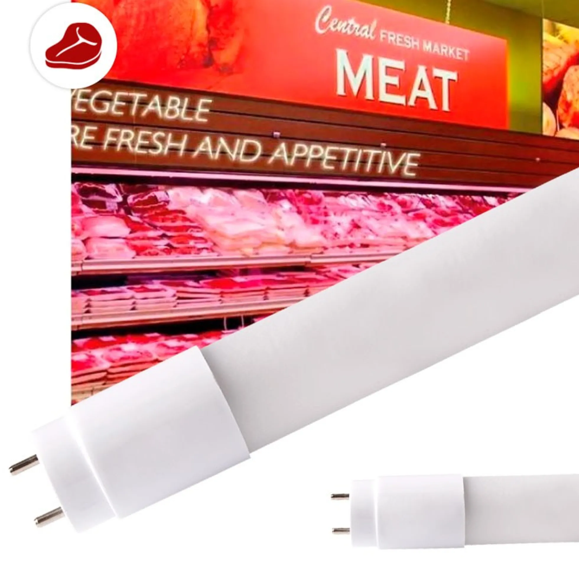 Tubo LED T8 especial carnicerías 60cm 9W
