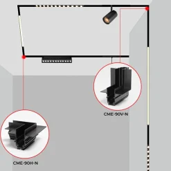 Unión en L para carriles magnéticos empotrables 20 mm - Horizontal