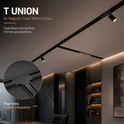 Unión en T para carril magnético de superficie - 26mm