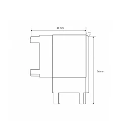 Unión 90 grados horizontal para carril magnético de superficie - 26mm