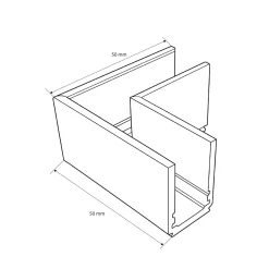 Unión 90 grados horizontal para carril magnético de superficie - 10mm
