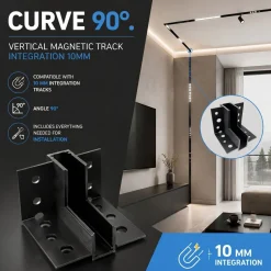 Unión 90 grados vertical para carril magnético de integración/trimless - 10mm