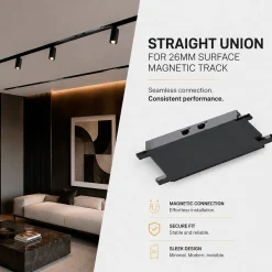 Unión recta para carril magnético de superficie - 26mm